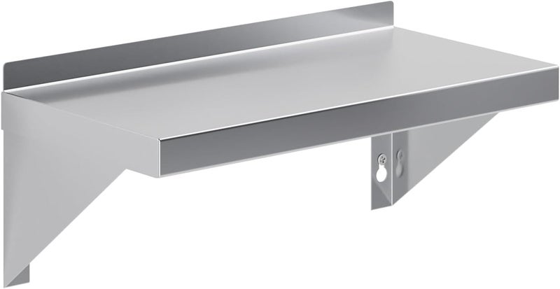 AmGood 08" Width x 16" Length | Stainless Steel Wall Shelf | Square Edge | Metal Shelving | Heavy Duty | Commercial Grade | Wall Mount | NSF Certified - Image 1